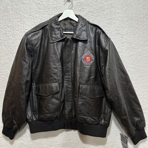 Burks Bay Men's Leather Bomber Jacket Size XL NRA Life Member Patch Rifle NWT